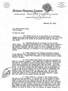Boston Braves agreement with Babe Ruth