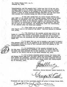 Boston Braves agreement with Babe Ruth