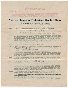 Babe Ruth 1922 Contract With Yankees