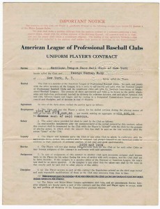 Babe Ruth 1922 Contract With Yankees