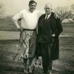 Babe Ruth Posing on Golf Course With a Friend