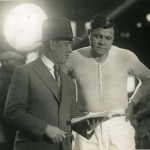 Babe Ruth Looking Over Script