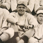 Babe Ruth posing with the Red Sox Team