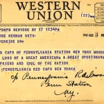 Red Caps Telegram to Claire Ruth