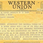 Dodgers Telegram to Claire Ruth